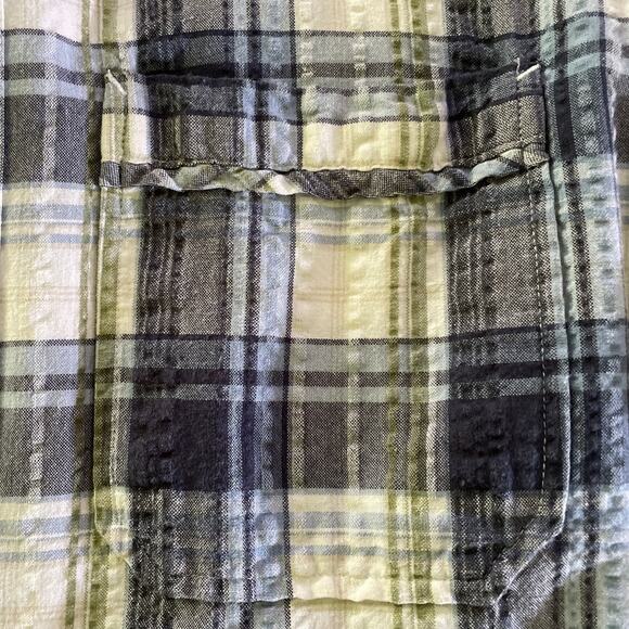 Redhead Vintage Blue Plaid Seersucker Button Front Short Sleeve Shirt Medium - Picture 6 of 9